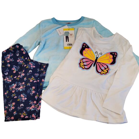 BCBG Butterfly 3 Piece Set Blue Aqua Girls Size 5 NEW - Picture 2 of 14